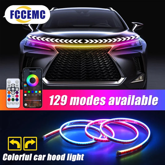 Lumière de Capot de Voiture à LED RGB avec Clignotant – Bande de Néon DRL