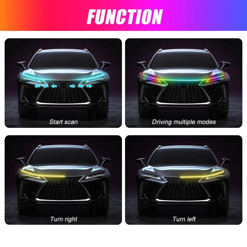 Lumière de Capot de Voiture à LED RGB avec Clignotant – Bande de Néon DRL